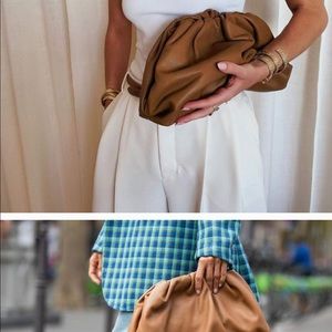 Vintage Faux Leather Pouch 20 in Camel